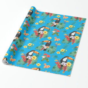 Tropical Toucan and Flowers Wrapping Paper