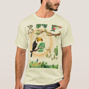 Tropical Toucan Bird & Jungle Leaves Aesthetic Uni T-Shirt