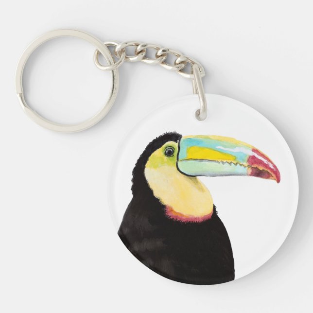 Tropical Toucan Bird Key Ring (Front)