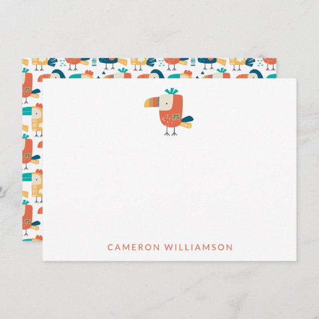 Tropical Toucan Bird Personalised Baby and Kids   Card (Front/Back)