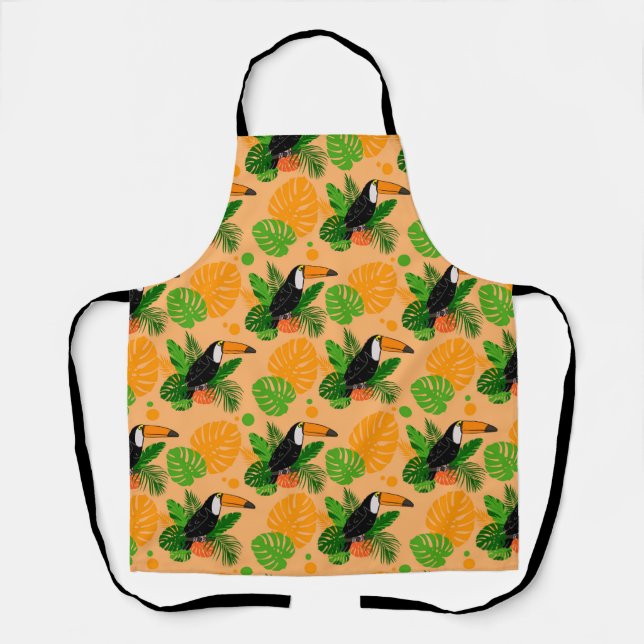 Tropical Toucan Bird Seamless Pattern Apron (Front)