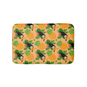 Tropical Toucan Bird Seamless Pattern Bath Mat
