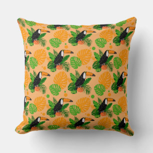 Tropical Toucan Bird Seamless Pattern Cushion