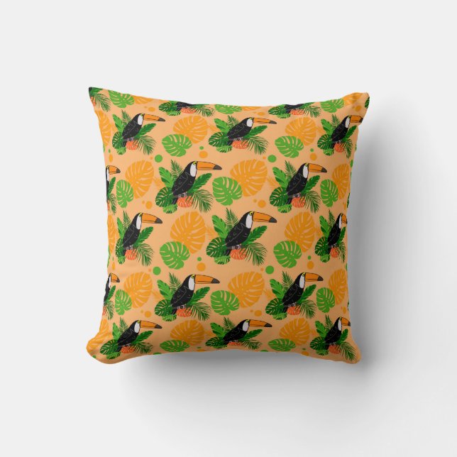 Tropical Toucan Bird Seamless Pattern Cushion (Front)