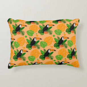 Tropical Toucan Bird Seamless Pattern Decorative Cushion