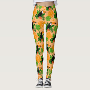 Tropical Toucan Bird Seamless Pattern Leggings