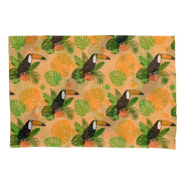 Tropical Toucan Bird Seamless Pattern Pillowcase (Front)