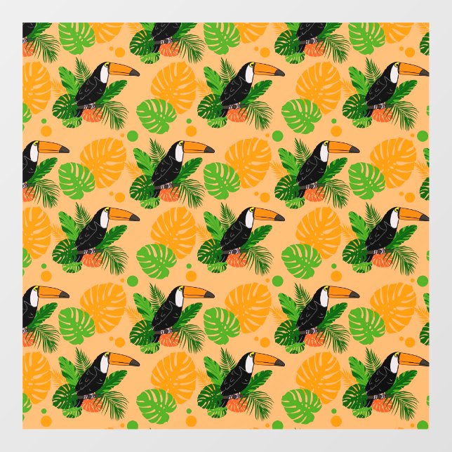 Tropical Toucan Bird Seamless Pattern Window Cling (Sheet)