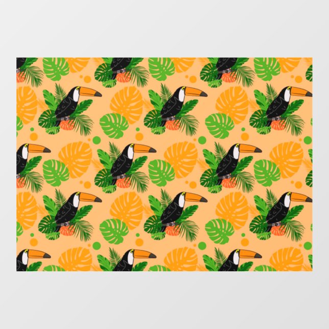 Tropical Toucan Bird Seamless Pattern Window Cling (Sheet)