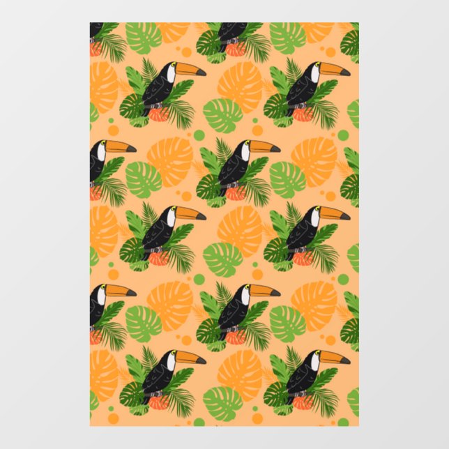 Tropical Toucan Bird Seamless Pattern Window Cling (Sheet)