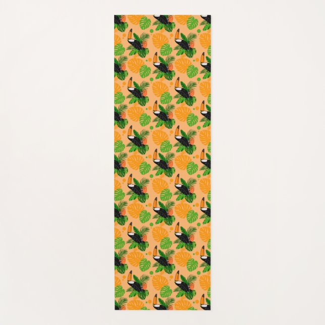 Tropical Toucan Bird Seamless Pattern Yoga Mat (Front)