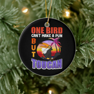 Tropical Toucan Bird Vintage Funny Toucan Bird Pun Ceramic Tree Decoration