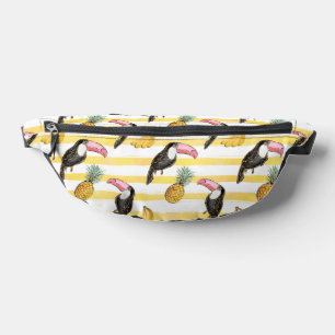 Tropical Toucan Bird Yellow Stripe Pattern Bum Bags