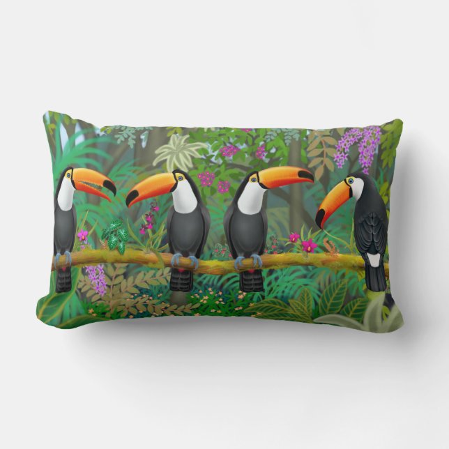 Tropical Toucan Birds Accent Pillow (Front)