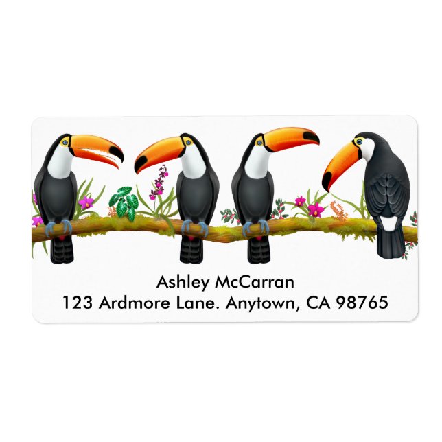 Tropical Toucan Birds Labels (Front)