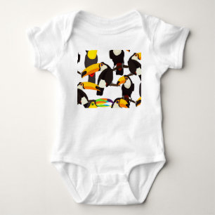 Tropical Toucan Birds Vintage Pattern Baby Bodysuit