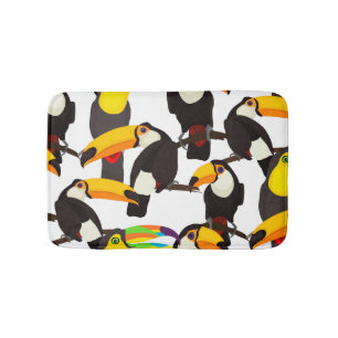 Tropical Toucan Birds Vintage Pattern Bath Mat