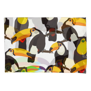 Tropical Toucan Birds Vintage Pattern Pillowcase