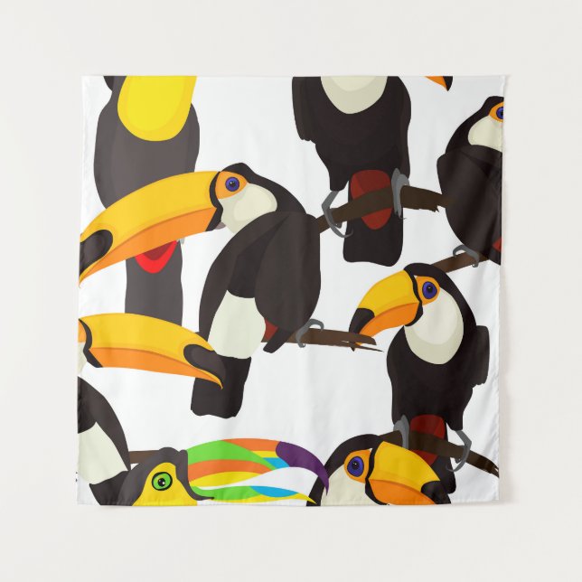 Tropical Toucan Birds Vintage Pattern Tapestry (Front)