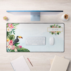 Tropical Toucan Botanical  Desk Mat