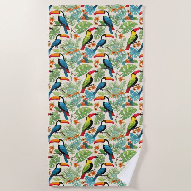 Tropical Toucan Canopy Beach Towel (Front)