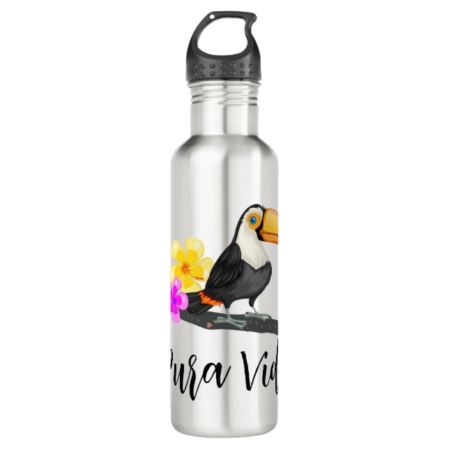 Tropical Toucan Costa Rica Pura Vida Water Bottle (Front)