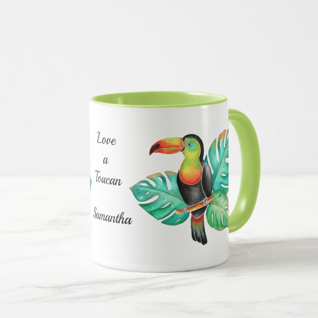 Tropical Toucan Exotic Parrot Personalised Mug (Front Right)
