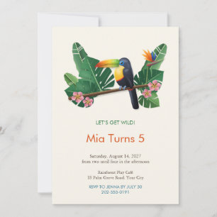 Tropical Toucan Jungle Kids Birthday Invitation