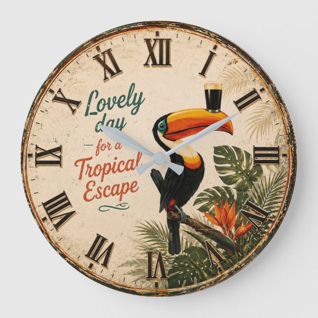 Tropical Toucan Large Clock (Front)