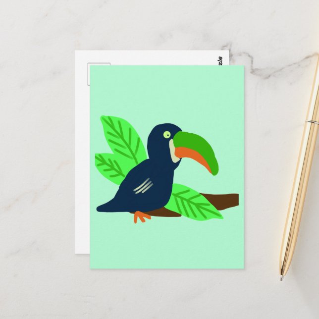 Tropical Toucan on Branch Postcard (Front/Back In Situ)
