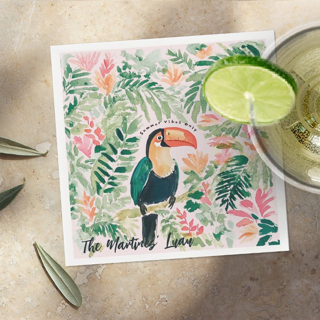 Tropical Toucan Summer Luau Beach Party Napkin (Creator Uploaded)