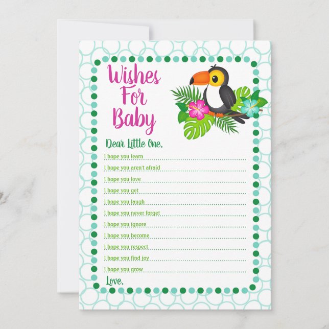 Tropical Toucan Wishes For Baby Shower Game Invitation (Front)
