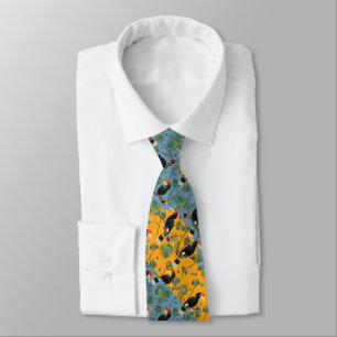 Tropical Toucan Yellow Blue Men's Tie