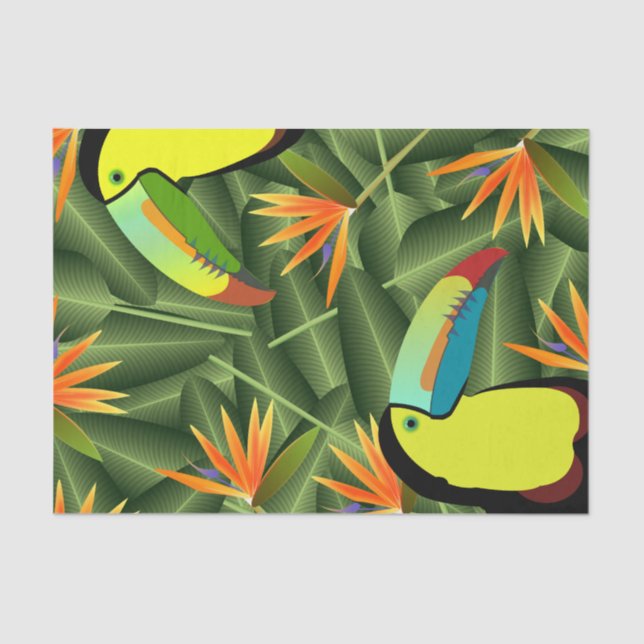 Tropical Toucans & Birds of Paradise Flowers Tissue Paper (Front)