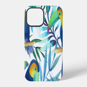 Tropical Toucans: Exotic Flower Pattern. iPhone 12 Case