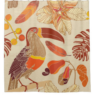 Tropical Toucans: Exotic Seamless Design Shower Curtain