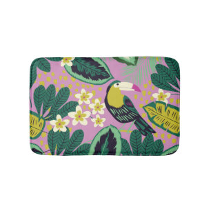 Tropical Toucans: Flower Pattern Bath Mat