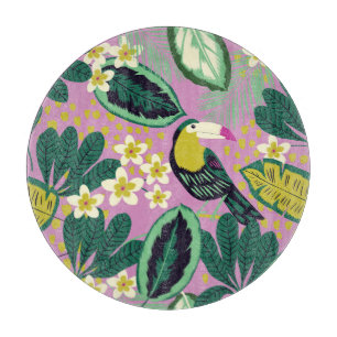 Tropical Toucans: Flower Pattern Cutting Board