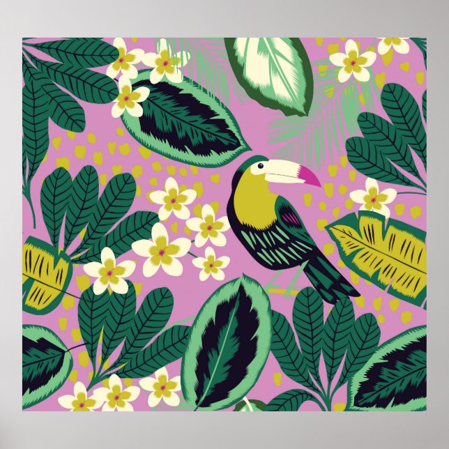 Tropical Toucans: Flower Pattern Poster (Front)