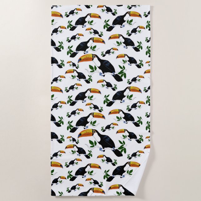Tropical Toucans - Playful Jungle Beach Towel (Front)