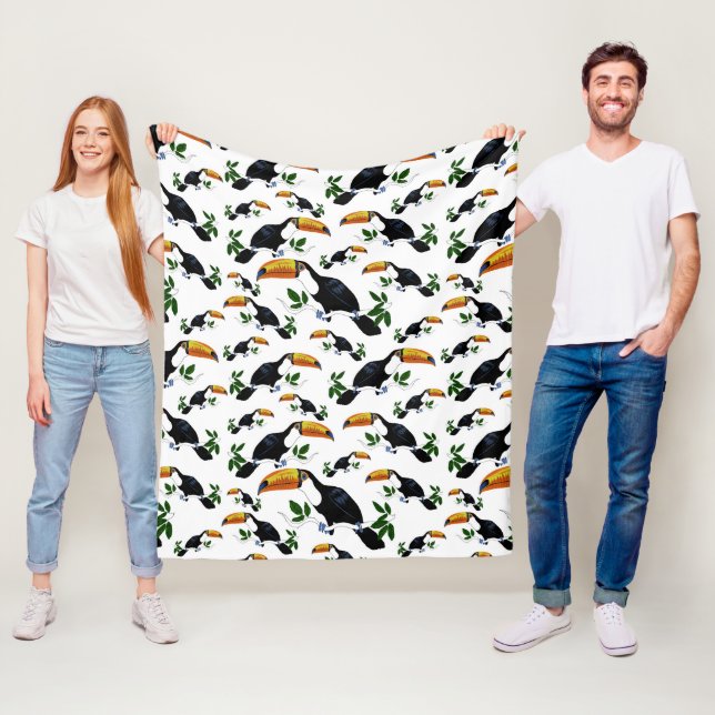 Tropical Toucans - Playful Jungle Fleece Blanket (In Situ)