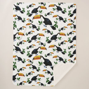 Tropical Toucans - Playful Jungle Sherpa Blanket