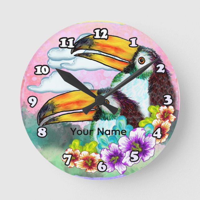 Tropical Toucans  Round Clock (Front)