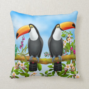 Tropical Toucans Throw Pillow