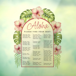Tropical Transparent Alphabetical Seating Chart  Window Cling