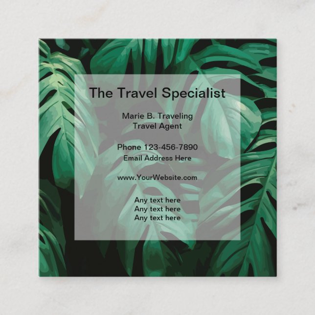 Tropical Travel Specialist Theme Square Business Card (Front)