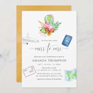 Tropical Travelling From Miss To Mrs Bridal Shower Invitation