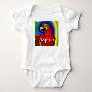 Tropical Treasure: Abstract Vibrant Parrot Artwork Baby Bodysuit