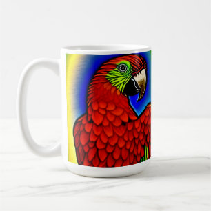 Tropical Treasure: Abstract Vibrant Parrot Artwork Coffee Mug