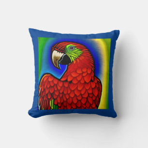 Tropical Treasure: Abstract Vibrant Parrot Artwork Cushion